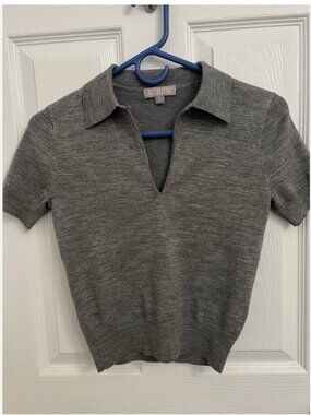 J. Crew Gray Polo Collar Short Sleeve Sweater Size XXS